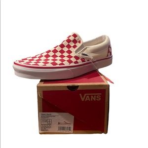 Red checkered slip on Vans